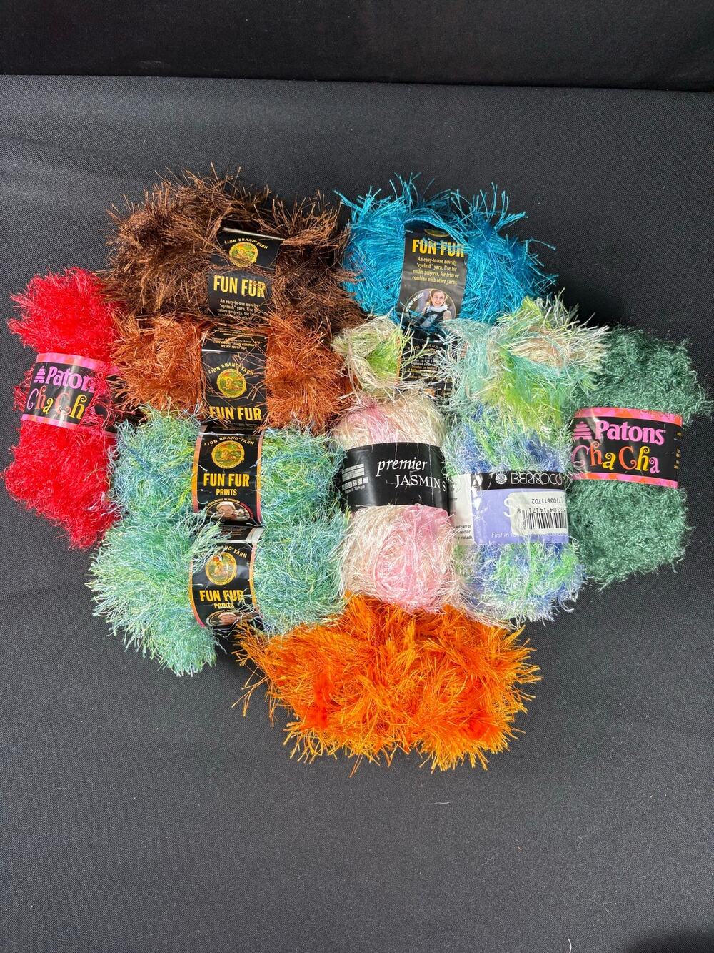 Lion Brand Yarn Fun Fur Patons Cha Cha Burroco Multicolor Premier Jasmin Space